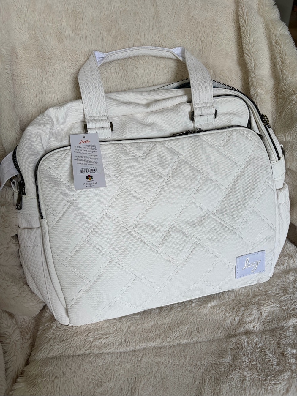NWT Lug Boxer Matte Luxe Duffel Bag - White